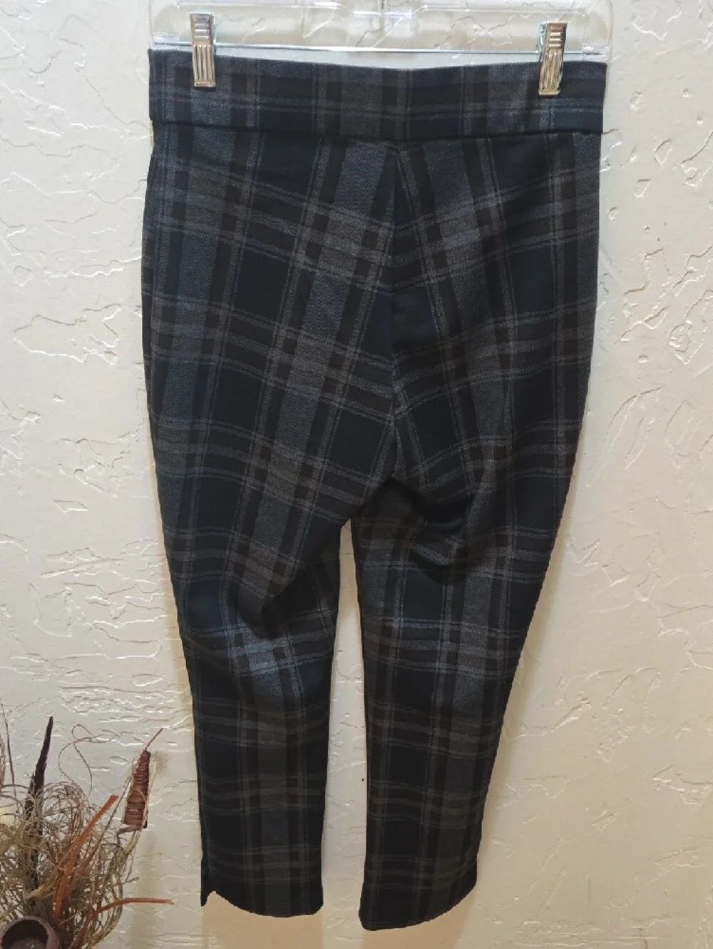 Christian Siriano Black, Brown, and Gray Plaid Trousers
